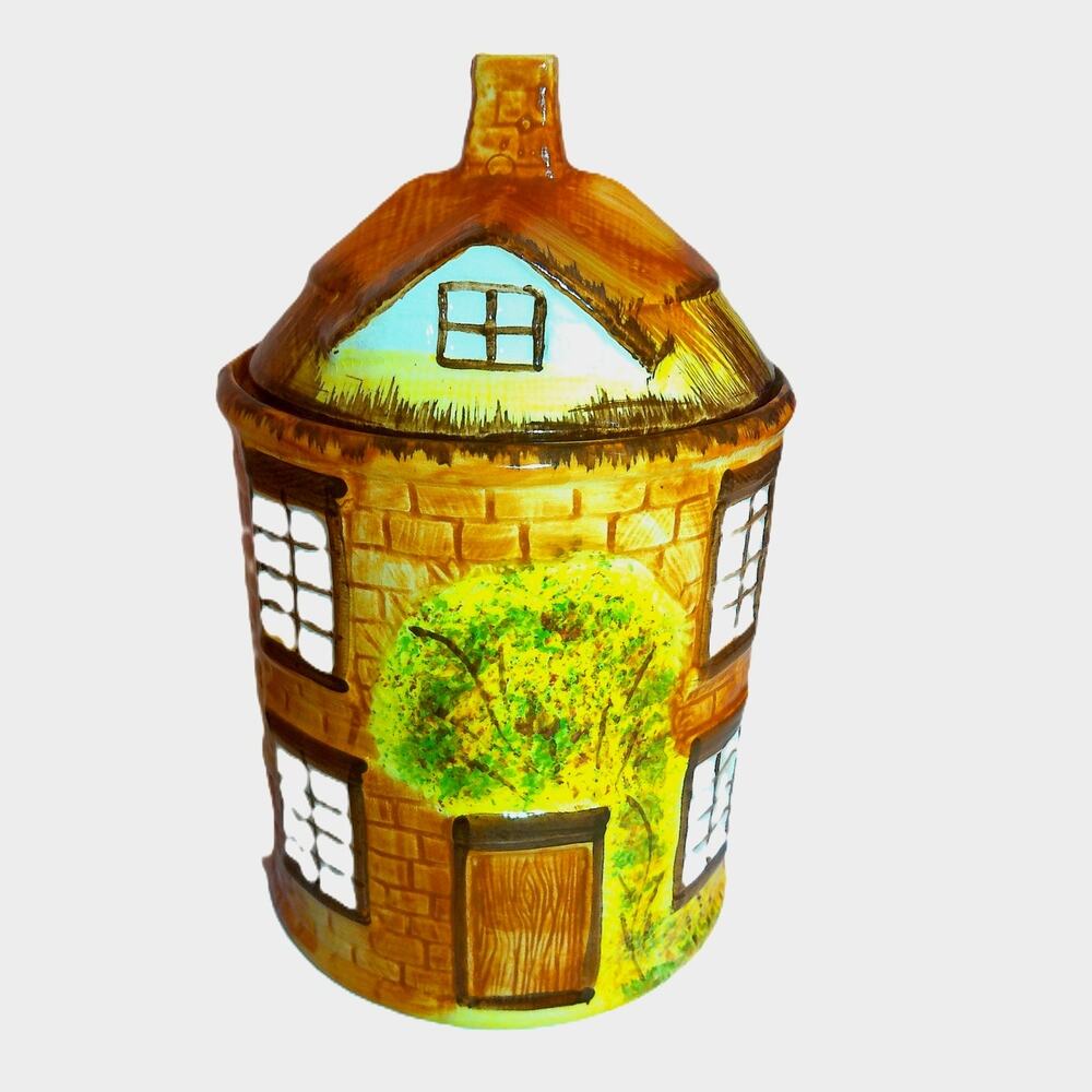 Vtg Price Kensington Cottage Ware Ye Old Cottage Biscuit Barrel Canister